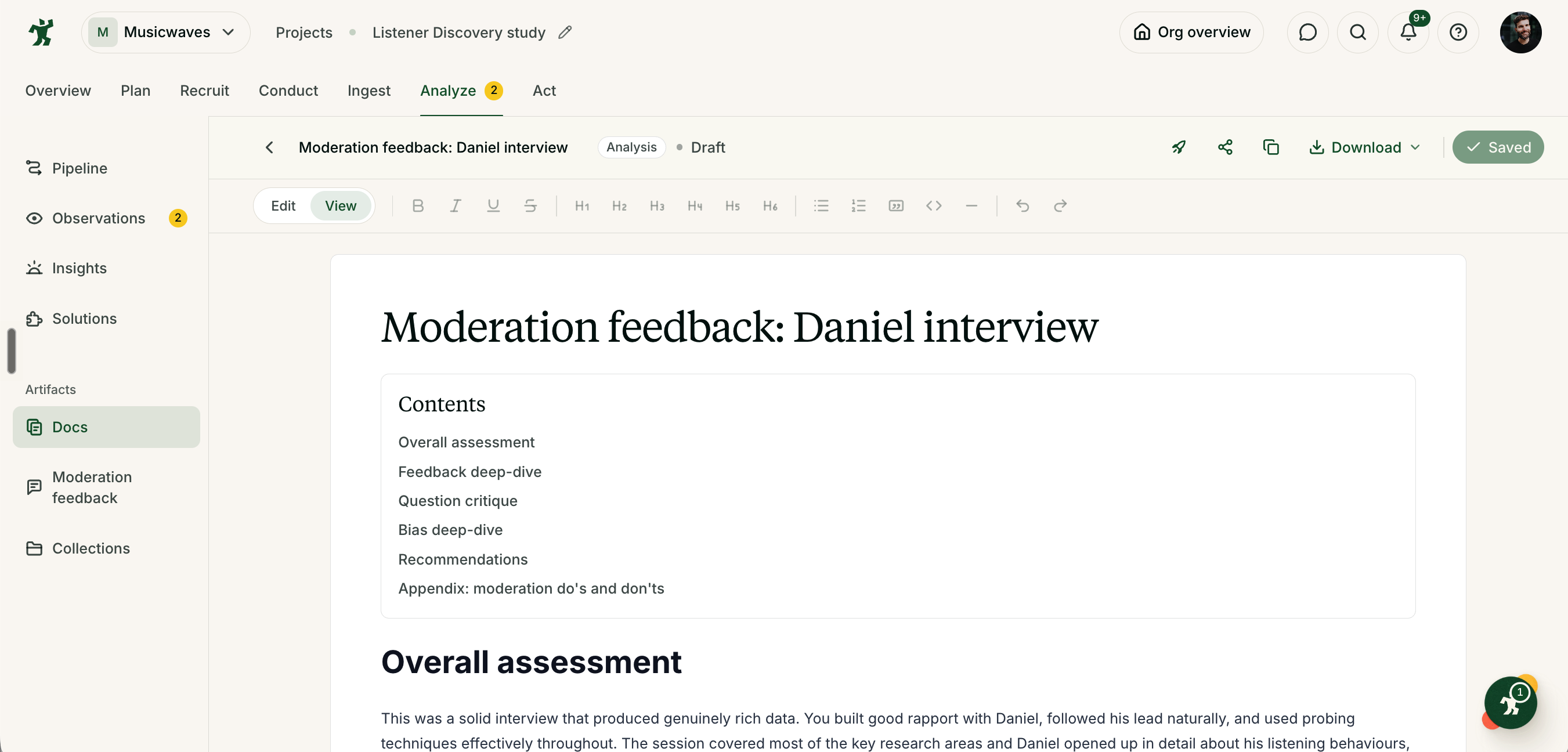 moderation feedback